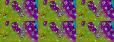 Raster düz çiçek çizim deseni. Yeşil renkli çiçekler. Tasarım hediye paketi, tebrik kartları, posterler ve afiş tasarımı.