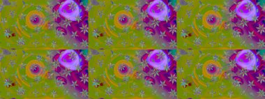 Çizgi çizimi kalıbı. Raster Moda kumaş deseni. Şirin çiçekler..