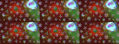 Güzel kumaş deseni. Kahverengi renklerde. Raster illüstrasyonundaki çiçek desenli çizim. Raster illüstrasyonu.