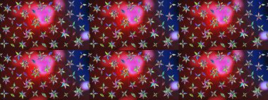 Dallı bahar çiçekleriyle desen, kahverengi renklerle çiçek siluetiyle desen. Raster deseni.