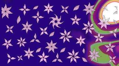 Modaya uygun kumaş deseni. Renkli Yaz Temalı eskiz kalıbı. Sevimli çiçek raster deseni. Düz Çiçek Elementleri Tasarımı.