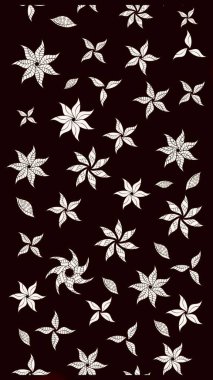 Raster Modaya uygun kumaş deseni. Renkli Bahar Teması eskiz kalıbı. Düz Çiçek Elementleri Tasarımı. Siyah renkli şirin çiçek deseni.