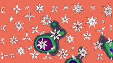 Gömlek, arka plan modelini çiz. Turuncu renkli çiçekler. Tropik çiçekler.