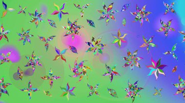 Nazik, narin çiçek arkaplanı. Çiçekli karalama şeklinde Raster çiçek deseni. Yeşil renkte çiçekler.