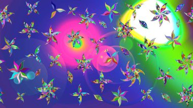 Sevimli çiçek raster deseni. Düz Çiçek Elementleri Tasarımı. Sketch Colour Spring Theme eskiz kalıbı. Mavi renkte çiçekler.