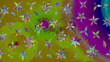 Çiçekli eskiz deseni. Suluboya çizimi. El çizimi. Yeşil renkte çiçekler.