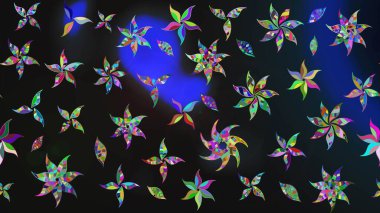 Gri renkli bitkilerden oluşan parlak çiçekli çizim deseni.