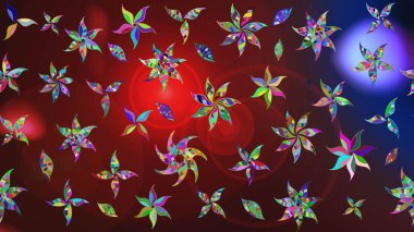 Yapraklı çiçekler ve kahverengi renkli papatya çiçekleri. Eskiz arkaplan modeli. Raster - stok.