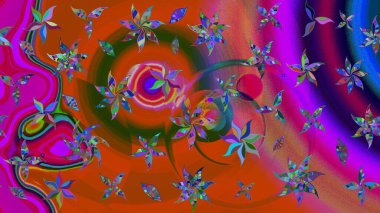 Raster illüstrasyonu. Çizim çiçek deseni duvar kâğıdı olarak kullanılabilir. Kahverengi renkte çiçekler.