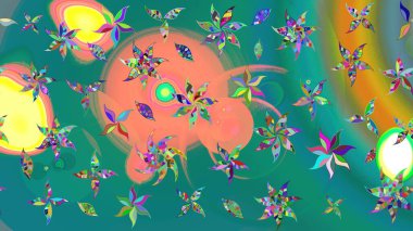 Raster illüstrasyonu. Güzel kumaş deseni. Raster illüstrasyonundaki çiçek desenli çizim. Mavi renklerde.