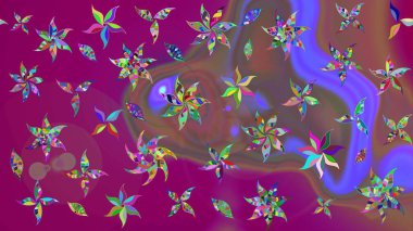 Mor renkli parlak çiçekli halı deseni..