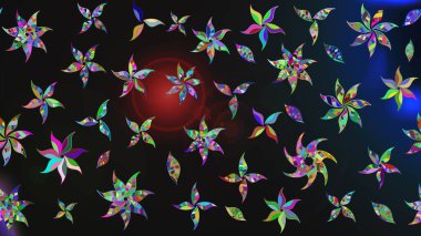 Asya tekstil tarzında. Raster illüstrasyonu. Çiçek desenli çizim. Gri renkli çiçekler. Raster illüstrasyonu.