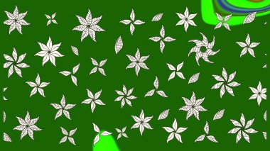 Düz Çiçek Elementleri Tasarımı. Yeşil renkli çiçekler. Renkli Bahar Teması eskiz kalıbı. Sevimli çiçek raster deseni.