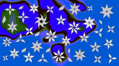 Tekstil için figür. Şirin, zarif çiçekler Raster illüstrasyonu. Yapraklı çizim şekli. Davetiye ve kartpostal tasarımı için dekoratif çiçek unsurları. Poster veya kapak için arkaplan.