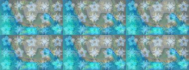 Soyut duvar kâğıdı, ambalaj dekorasyonu. Kışın sembolü, mutlu noeller, mutlu yeni yıl kutlaması Raster illüstrasyonu. Basit bir kar tanesi. Mavi, gri ve nötr renklerde tatlı kar taneleri.