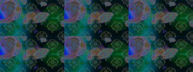 Raster suluboya çiçek deseni, narin çiçekler, mavi, yeşil ve siyah çiçekler, tebrik kartı şablonu. Raster Güzel kumaş deseni.