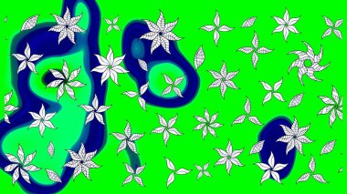 Yeşil renkli çiçekler. Raster düz çiçek çizim deseni. Tasarım hediye paketi, tebrik kartları, posterler ve afiş tasarımı.