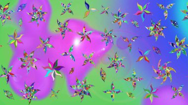 Çiçekli karalama şeklinde Raster çiçek deseni. Yumuşak, bahar çiçekli arka plan. Mor renkte çiçekler.