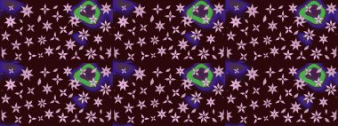 Sevimli çiçek raster deseni. Kahverengi renkli çiçekler. Düz Çiçek Elementleri Tasarımı. Renk Bahar Teması eskiz şablonu.