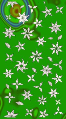 Klasik taslak çizimi. Raster Yumuşak kumaş deseni. Çiçek yeşili eskiz deseni. Raster çiçek izi..