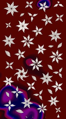 Düz Çiçek Elementleri Tasarımı. Renkli Bahar Teması eskiz kalıbı. Kırmızı renkte çiçekler. Raster illüstrasyonunda çiçek deseni çizimi.