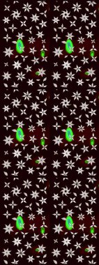 El çizimi çiçekli soyut çizim kalıbı. Raster illüstrasyonu. Siyah renkte çiçekler.