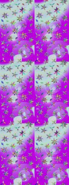 Raster illüstrasyonundaki çiçek desenli çizim. Suluboya tarzında mor renkte çiçekler.