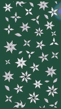 Raster illüstrasyonundaki çiçek desenli çizim. Yeşil renkte çiçekler.