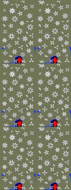 Raster - stok. Yeşil çiçekli eskiz deseni, suluboya çiçek deseni, sevimli çiçek, duvar kağıdı, kart veya kumaş için fayanslı.