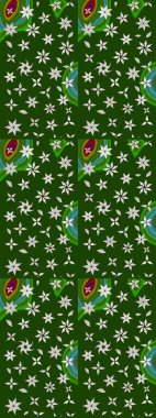 Raster düz çiçek çizim deseni. Hediye ambalaj kağıdı, tebrik kartları, posterler ve pankart tasarımı. Yeşil renkte çiçekler.