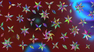 Arkaplan dokusu, duvar kağıdı, kırmızı renkli çiçek teması. Soyut etnik raster çizim kalıbı. Kabile sanatı boho baskısı, klasik çiçek arkaplanı.