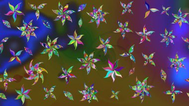 Küçük çiçekte güzel bir desen. Çiçekli yaz çiçekleri. Robot resim. Küçük renkli çiçekler. Motley illüstrasyonu. Moda baskıları için zarif bir şablon.