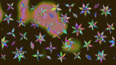 Düz Çiçek Elementleri Tasarımı. Sevimli çiçek raster deseni. Renkli Yaz Temalı eskiz kalıbı. Modaya uygun kumaş deseni.