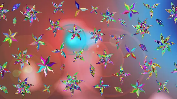 Renkli Bahar Teması eskiz kalıbı. Pembe renkli çiçekler. Düz Çiçek Elementleri Tasarımı. Raster illüstrasyonunda çiçek deseni çizimi.