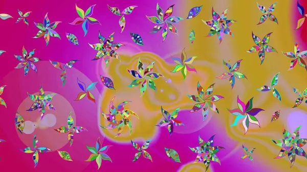 Morumsu renklerde. Raster illüstrasyonu. Çiçekli güzel suluboya desen.