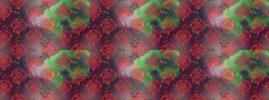 Raster illüstrasyonunda kusursuz çiçek deseni. Renkli Yaz Temalı Kusursuz Arkaplan. Kahverengi, yeşil ve mor renkte çiçekler. Düz Çiçek Elementleri Tasarımı.