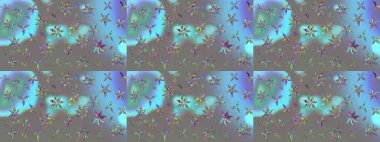 Kumaş, tekstil, duvar kağıdı baskısı için. Eski usul. Renkli desenli eskiz deseni, gri çiçekler ve dekoratif elementlerle. Raster illüstrasyonu. Taslak arkaplan.