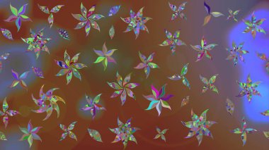 Kahverengi renkli çiçekler. Renkli Bahar temalı eskiz kalıbı. Düz Çiçek Elementleri Tasarım Raster illüstrasyonu. Çiçekli çiçek deseni, suluboya..