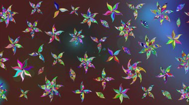 Çiçek desenli çizim. Renkli Bahar Teması eskiz kalıbı. Raster illüstrasyonu. Asya tekstil tarzında. Düz Çiçek Elementleri Tasarımı. Güzel kumaş deseni.