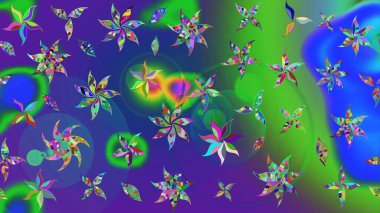 Raster illüstrasyonu. Güzel karalamalı çiçek desenli çizim. Güzel kumaş deseni. Küçük çiçekte sevimli çiçek deseni var..