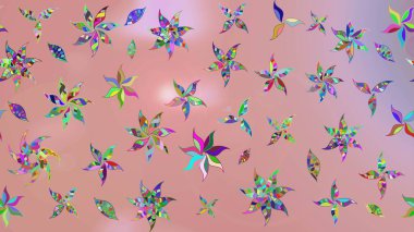 Raster illüstrasyonundaki çiçek desenli çizim. Tarafsız renklerde çiçekler.