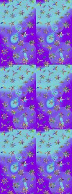 Düz Çiçek Elementleri Tasarımı. Çiçeksel fantezi tasarımı ve parlak bir arka plan çizimi. Renkli Bahar Teması çizim şablonu.