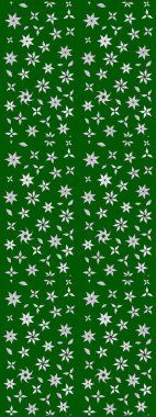 Yeşil renkli bitkilerden oluşan parlak çiçekli çizim deseni.