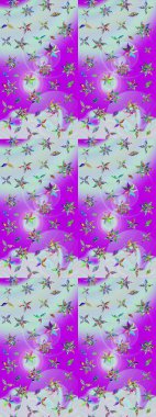 Çiçeksel fantezi tasarımı ve parlak bir arka plan çizimi. Renkli Bahar Teması eskiz kalıbı. Düz Çiçek Elementleri Tasarımı.