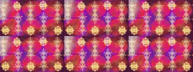 El çizimi, dövme stili karalama, kumaş tasarımı ve Raster illüstrasyonunda kartlar. İç içe geçmiş mor, pembe ve kırmızı mandala şekilli kar taneleri sanat terapisi tarzı zen çizimler için..