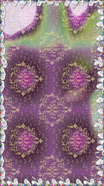 Çiçek duvar kâğıdı. Mor renkli şirin tekstil. Raster illüstrasyonu. Renkli, pürüzsüz desen. Çiçek arka planı.