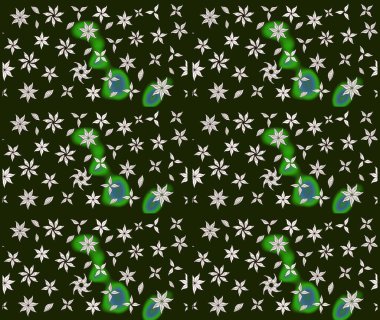 Motley illüstrasyonu. Küçük renkli çiçekler. Robot resim. Moda baskıları için zarif bir şablon. Küçük çiçekte güzel bir desen. Çiçekli bahar çiçekleri.