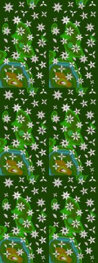 Suluboya çizimi. Çiçekli eskiz deseni. Yeşil renkli çiçekler. El çizimi.