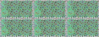 Kağıt, kumaş ve ambalaj için uygun. Yeşil ve gri renkli bir resim. Raster çiçekli, kelebekli kusursuz desen..