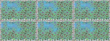 Kusursuz. Raster illüstrasyonu. Kumaş, kağıt, ambalaj kâğıdı ve duvar kağıdı tasarımı için harika bir arka plan. Egzotik hayvanlar. Yeşil ve mavi kelebekler.